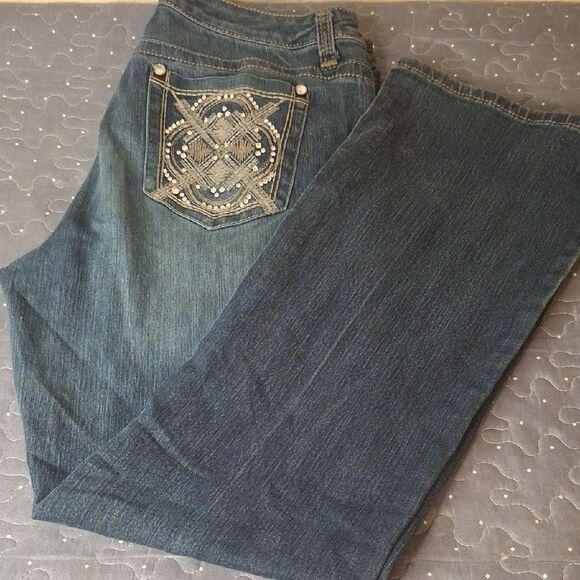 Nine West Embellished Blue Jeans size 14 - Picture 1 of 7